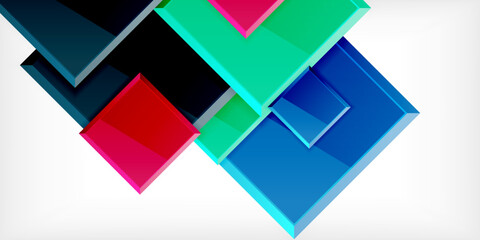 Colorful squares with reflections abstract background design. Vector Illustration For Wallpaper, Banner, Background, Card, Book Illustration, landing page