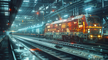 Conceptual design realtime shipment monitoring in shipping and freight powered by AI illustrating how AI tracks cargo in transit and provides alerts for issues
