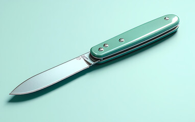Box Cutter Illustration: Green Handle & Sharp Blade