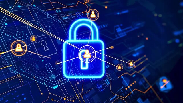 Digital padlock connecting users on circuit board