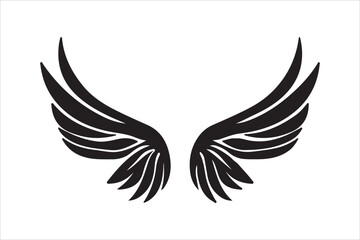 A pair wings silhouette vector art illustration