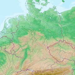Blank physical topographic map of Germany