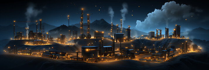 Fototapeta premium Energy efficiency mining enhanced by AI in mining and resource extraction illustrated in an abstract composition where artificial intelligence optimizes energy use and reduces carbon emissions