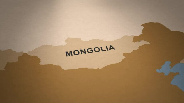 Old Paper Map of Mongolia