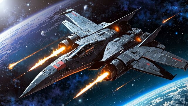 a shadowy starfighter emerges from the depth image