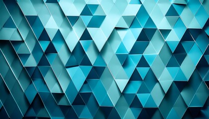 Obraz premium Abstract blue and teal triangular geometric pattern background.