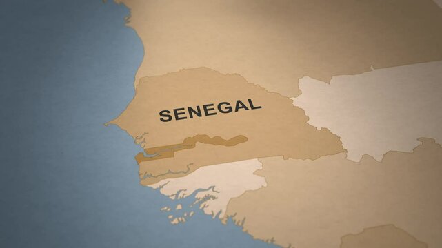 Old Paper Map of Senegal