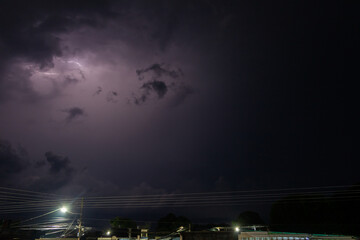 Lightning strike in the night sky. Lightning strike in the night sky.