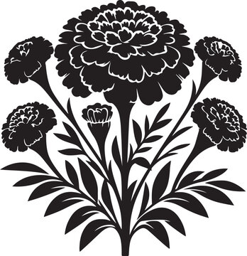 Marigold flower silhouette vector illustration