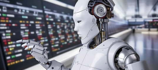 Fototapeta premium Retail banking transformed AI in transaction monitoring where artificial intelligence continuously analyzes transactions to detect anomalies and ensure security