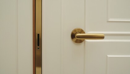 close up of modern gold door handle on white door in sunny room in modern turnkey apartment 27