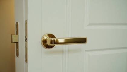 Obraz premium A vintage door knob gleams as it opens to reveal a bright inviting room filled with natural light and greenery 9