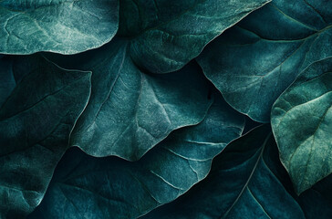 Obraz premium dark green leaves with distinct veins and subtle textures