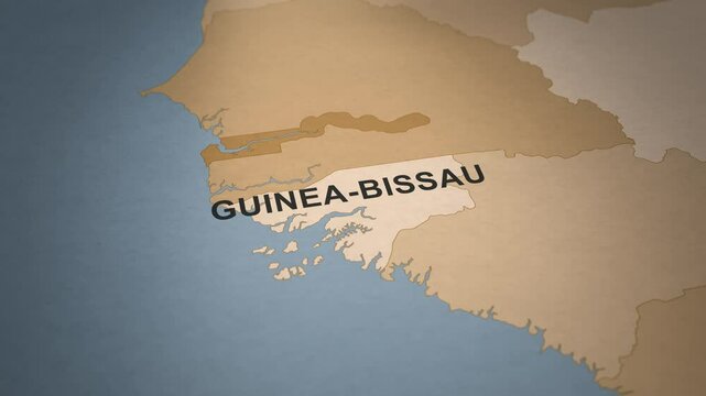 Old Paper Map of Guinea-Bissau