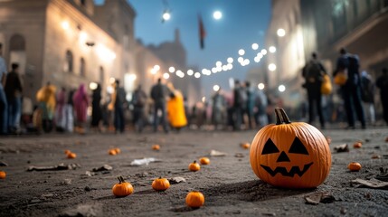 Festive Halloween Scene with Jack-o'-lanterns