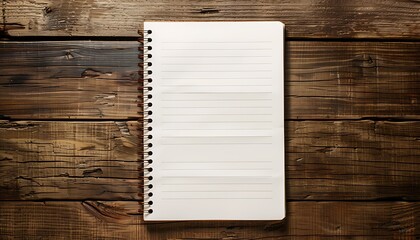Blank notebook on wood background