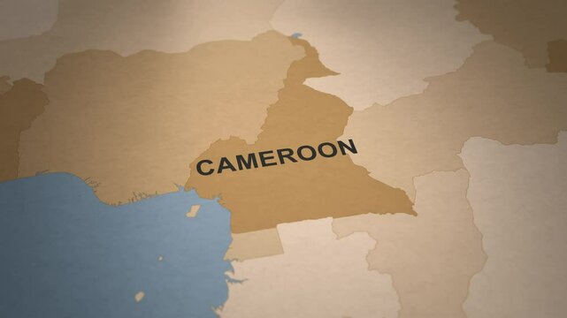 Old Paper Map of Cameroon