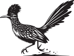 black roadrunner silhouette vector simple black and white