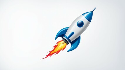 rocket in space, white background