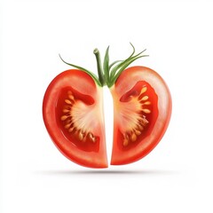Fresh Tomato Halved on White Background