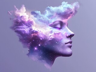 Cosmic Woman  Surreal Dreamy Galaxy Portrait