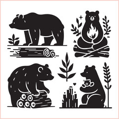 Bear silhouette  Vector bear illustration bundle 