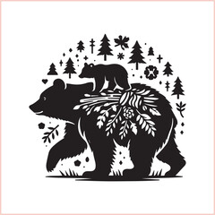 Bear silhouette  Vector bear illustration bundle 