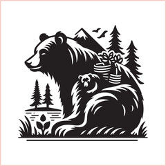 Bear silhouette  Vector bear illustration bundle 