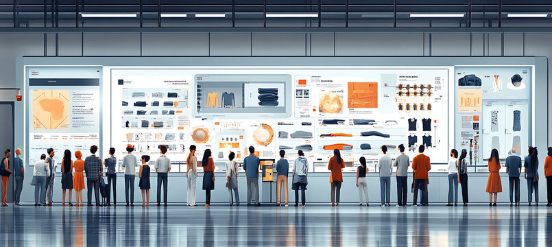 Intelligent sizing solutions AI in fashion visualized in a poster where artificial intelligence analyzes body measurements and ensures accurate sizing for custom fits