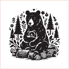 Obraz premium Bear silhouette Vector bear illustration bundle 