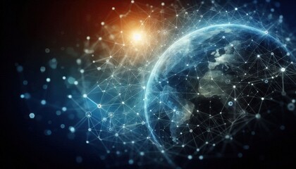 Fototapeta premium planet in space with network link