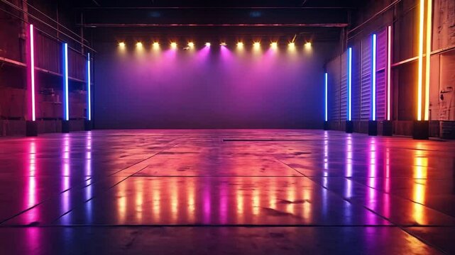 empty stage with beautiful lights footage