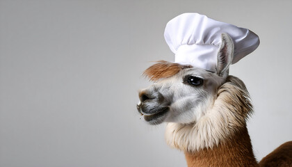 Llama wearing a chef hat