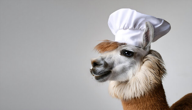 Llama wearing a chef hat