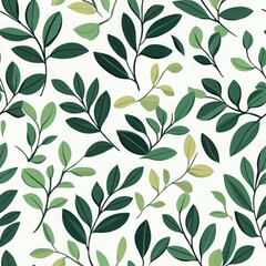 Elegant Seamless, pattern of green leaves on a light background, perfect for nature-themed designs and eco-friendly projects.