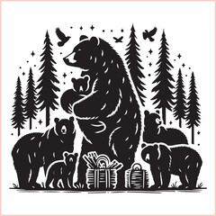 Bear silhouette  Vector bear illustration bundle 