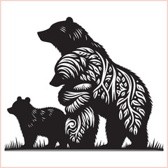 Bear silhouette  Vector bear illustration bundle 