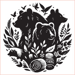 Bear silhouette  Vector bear illustration bundle 