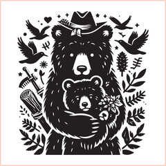 Bear silhouette  Vector bear illustration bundle 