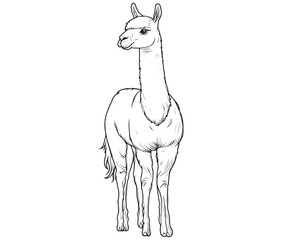 Alpaca silhouette vector, llama line art vector, animal vector