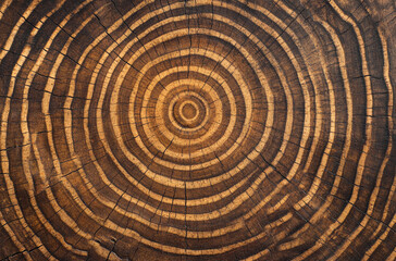 Fototapeta premium Close-up of tree rings with the wood grain visible and cross sections 