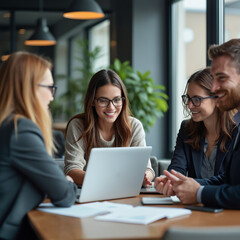 Group of business professionals collaborating 