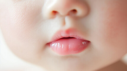 Obraz premium Close up of newborn baby lips and nose
