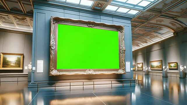 This is a Modern Art Gallery featuring a Green Screen Placeholder