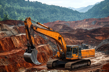 Mining resource extraction optimized by AI in mine site planning where artificial intelligence designs efficient layouts predicts resource yields and minimizes environmental disruption