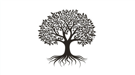 Black tree of life spreading roots and branches