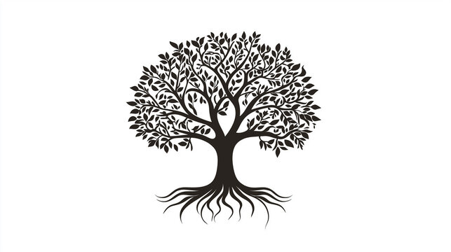Black tree of life spreading roots and branches - Powered by Adobe