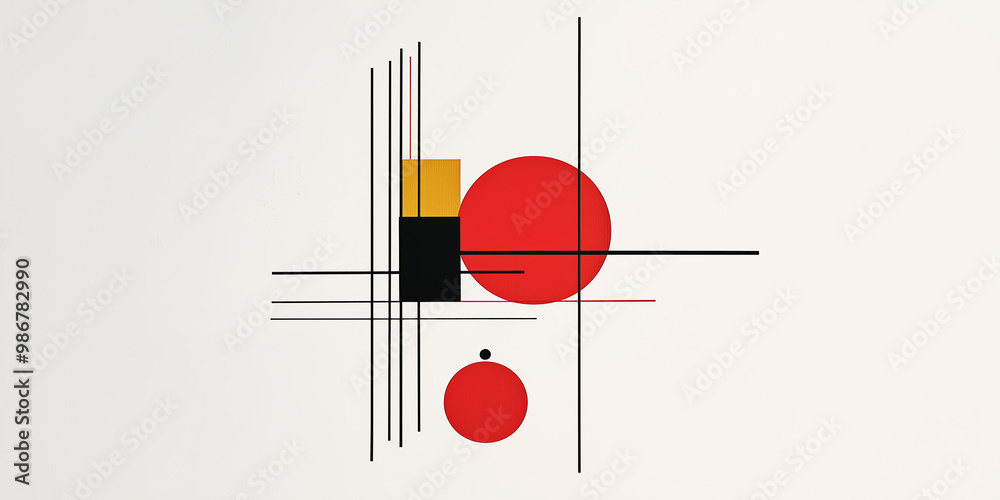Leinwandbilder minimalist abstract geometric composition featuring intersecting lines and circles