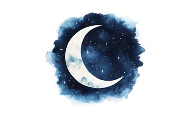 Moon and stars on blue background 