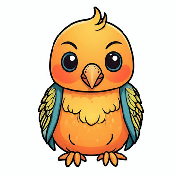 recommend clip art: Cute cartoon sun conure bird illustration, parakeet clip art element design
